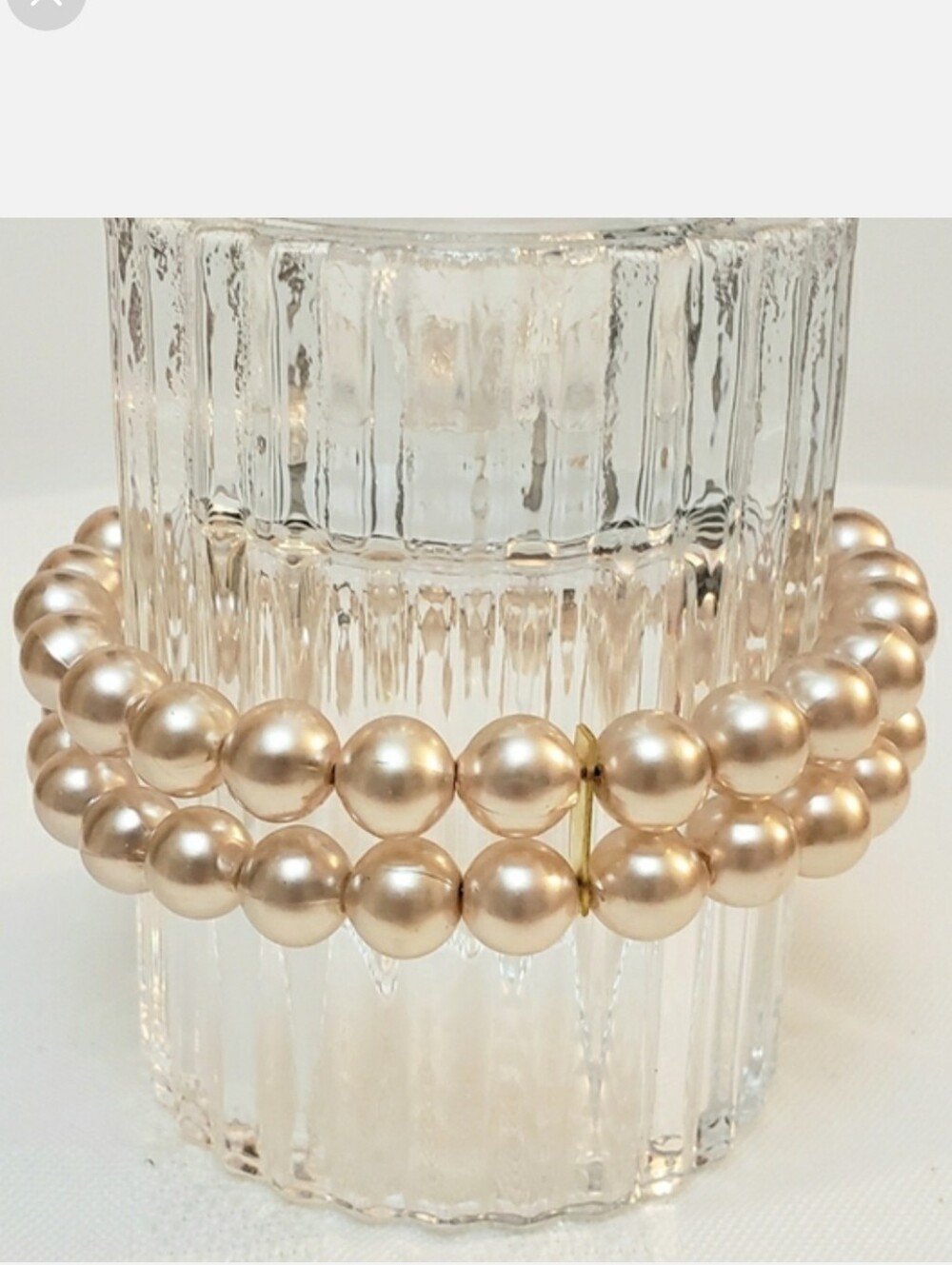 2 Row Faux Pearl Cuff Bracelet Cream